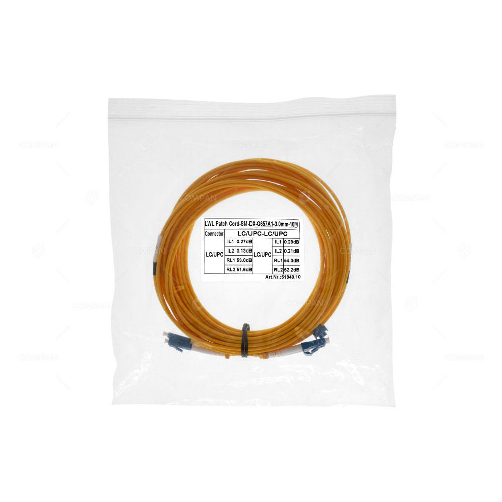 SM-DX-G657A1 10M  FIBER OPTIC PATCHCORD LC.UPC-LC.UPC 10M YELLOW